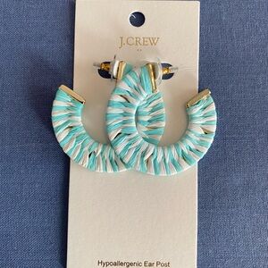 J. Crew Aqua and White Striped Earrings